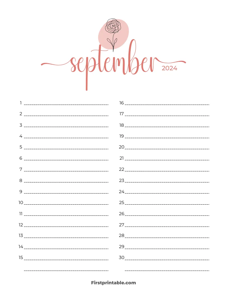 Printable September Calendar 2024 Template 41