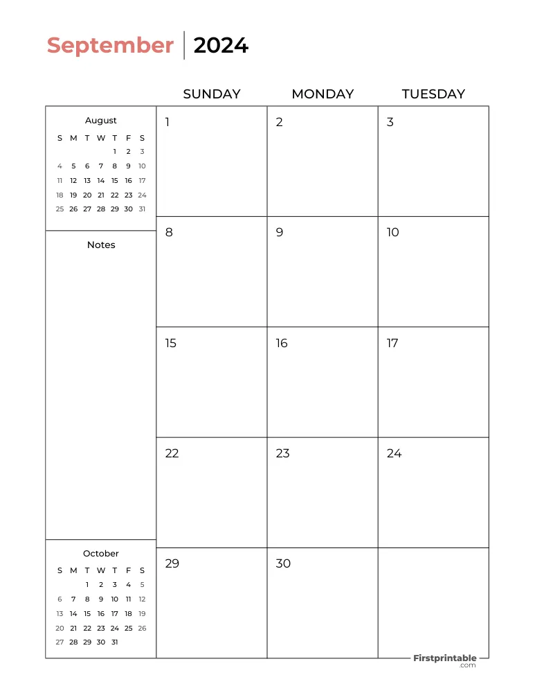 Printable September Calendar 2024 Two Page Template 21