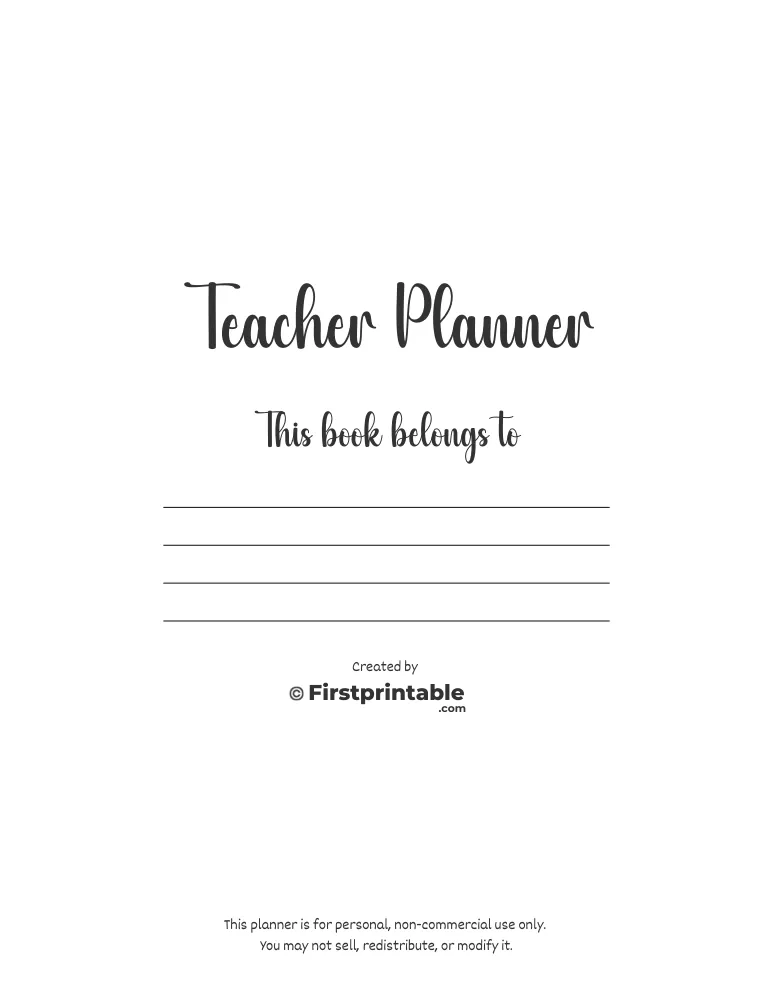 Printable Teacher Planner Belongs to