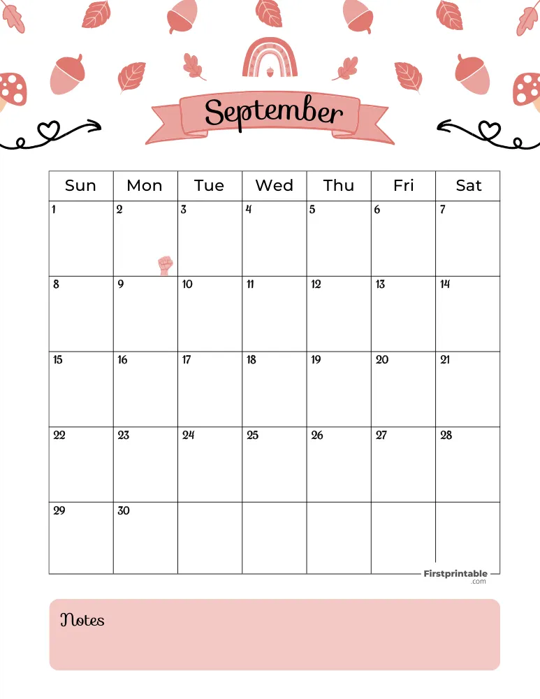 September Calendar 2024 Fall Template 01