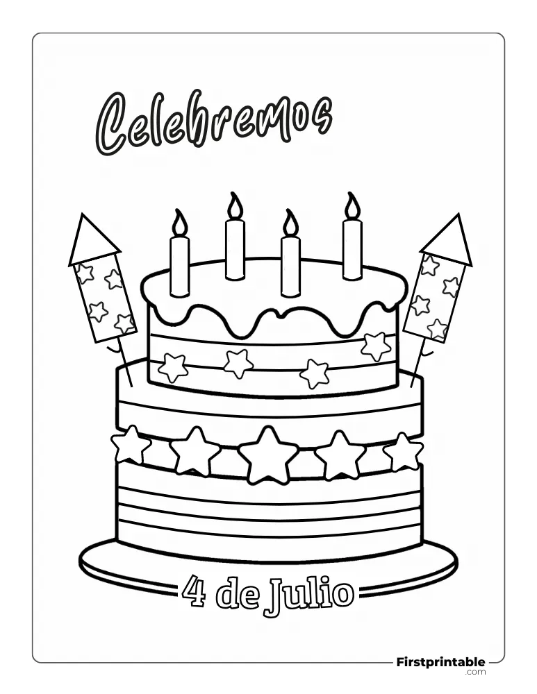 Spanish Printable Fourth of July Coloring Page 10