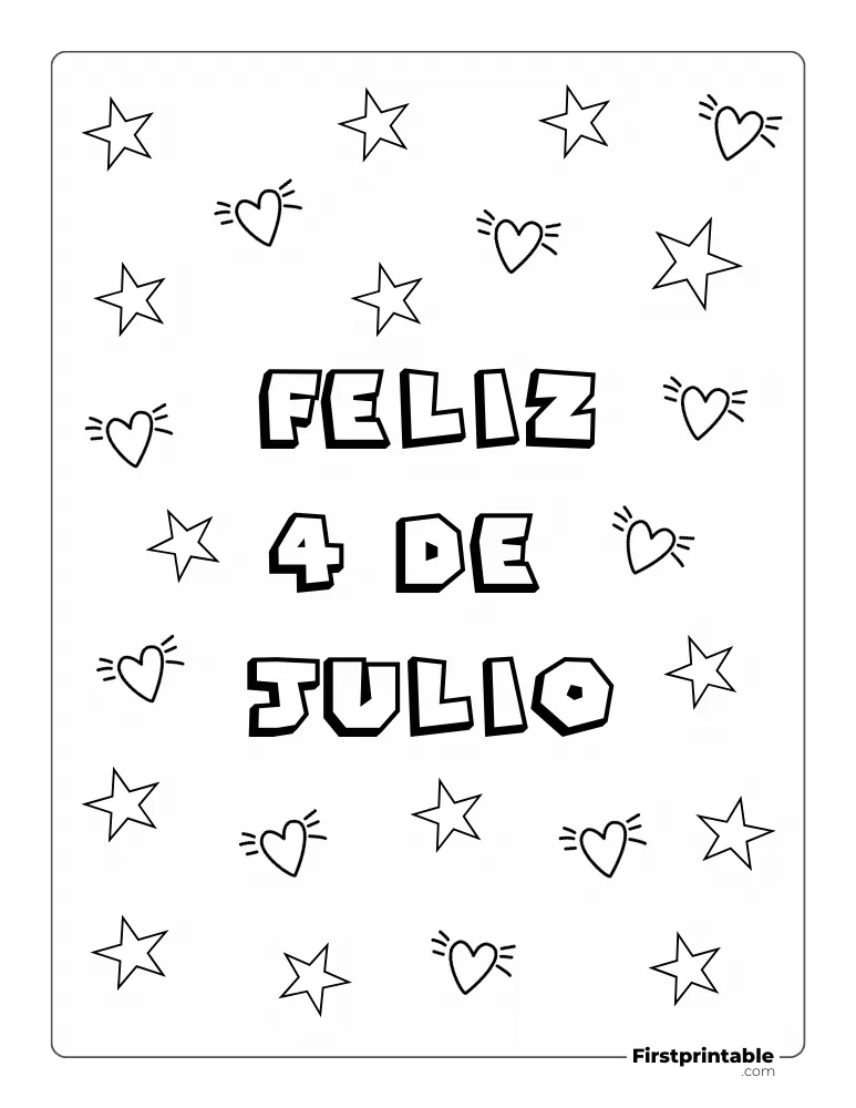 Spanish Printable Fourth of July Coloring Page 12
