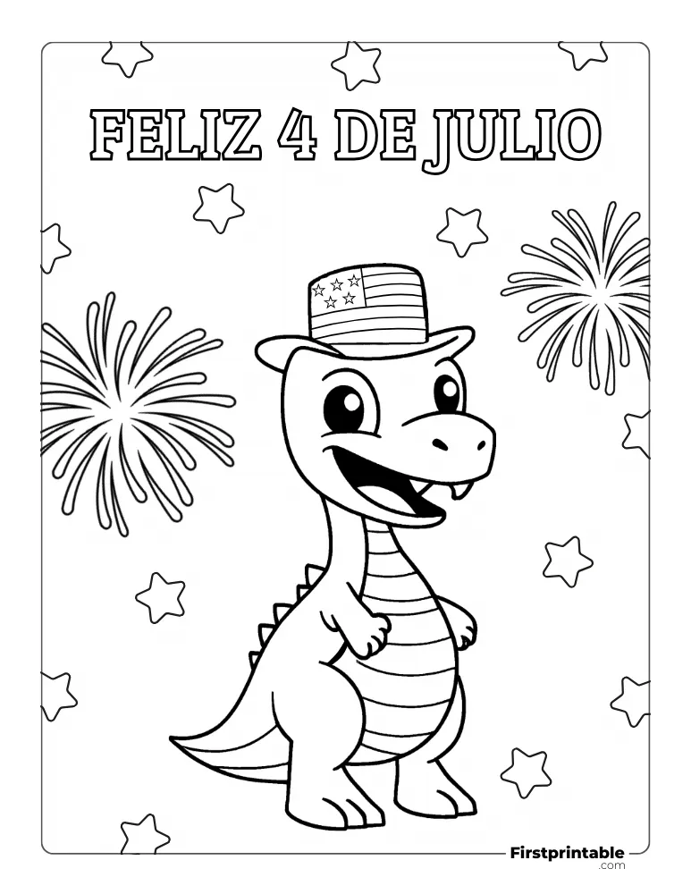 Spanish Printable Fourth of July Coloring Page 13