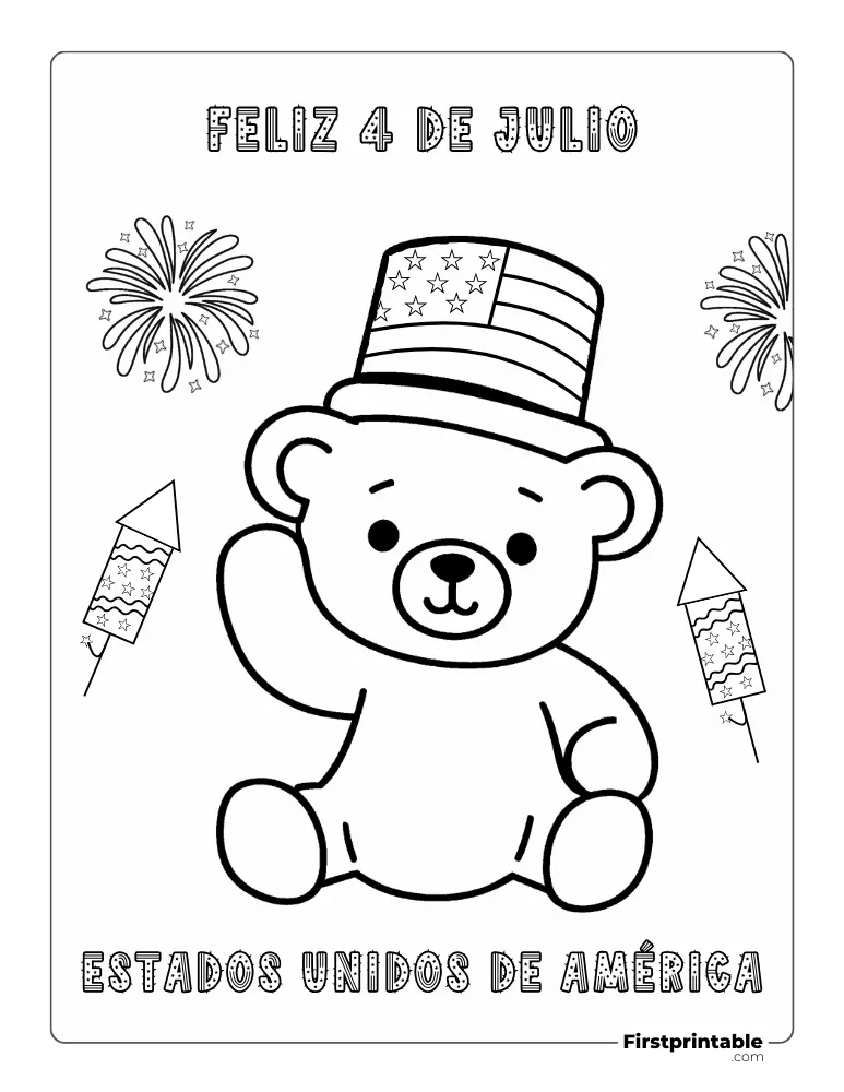 Spanish Printable Fourth of July Coloring Page 15