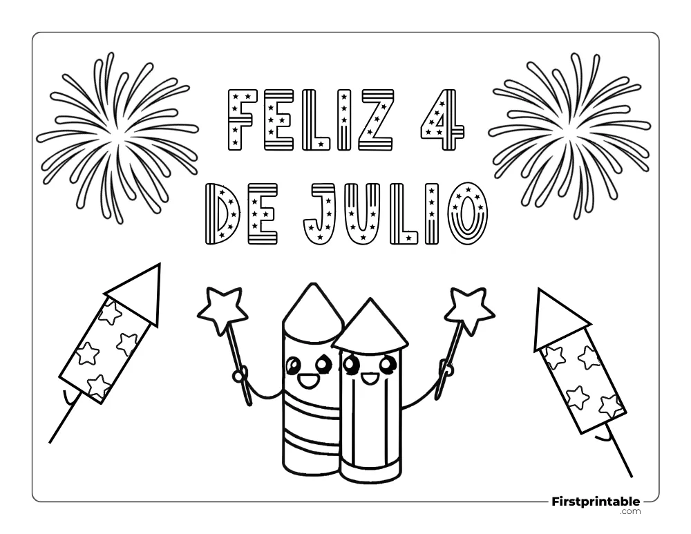 Spanish Printable Fourth of July Coloring Page 18
