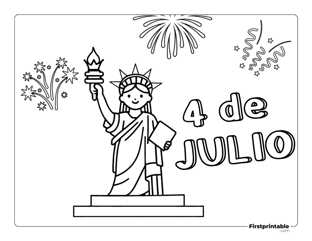 Spanish Printable Fourth of July Coloring Page 19