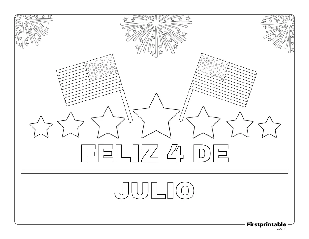 Spanish Printable Fourth of July Coloring Page 21