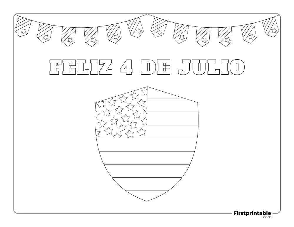 Spanish Printable Fourth of July Coloring Page 22
