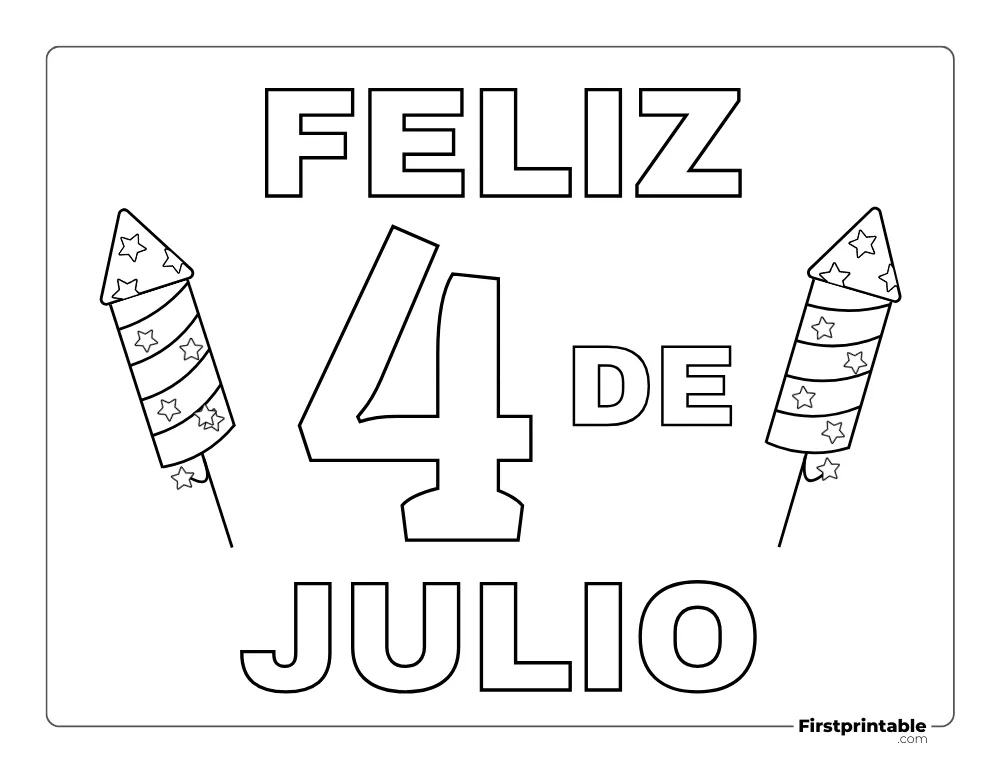 Spanish Printable Fourth of July Coloring Page 23