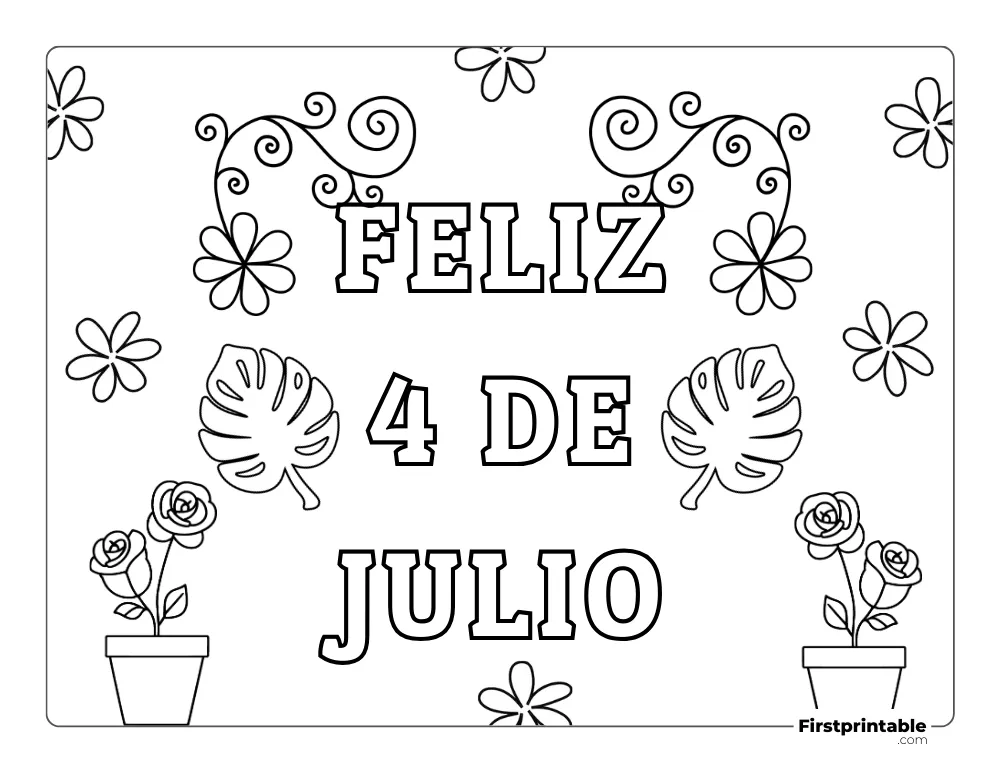 Spanish Printable Fourth of July Coloring Page 24