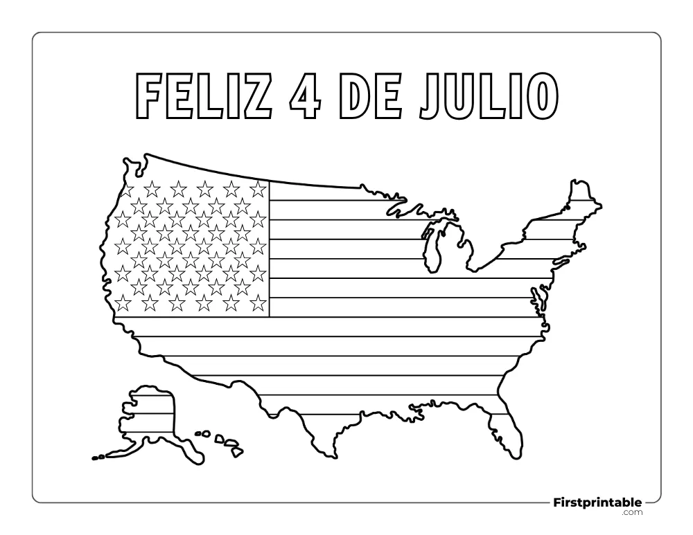 Spanish Printable Fourth of July Coloring Page 26