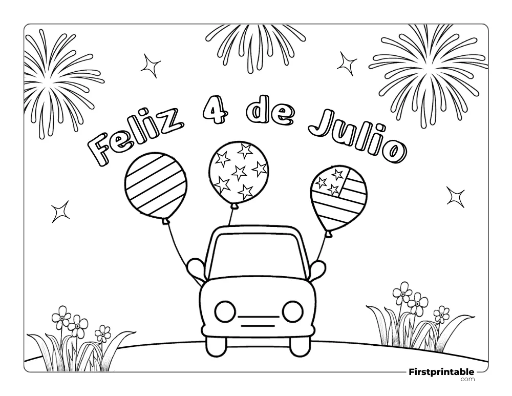 Spanish Printable Fourth of July Coloring Page 27