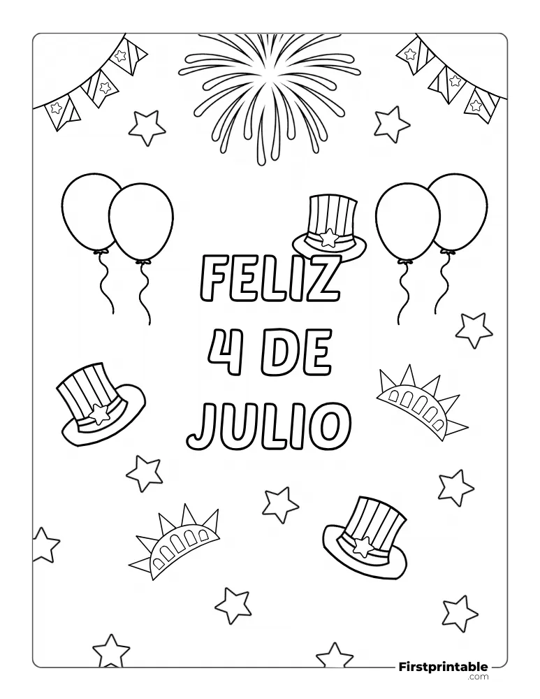 Spanish Printable Fourth of July Coloring Page 3