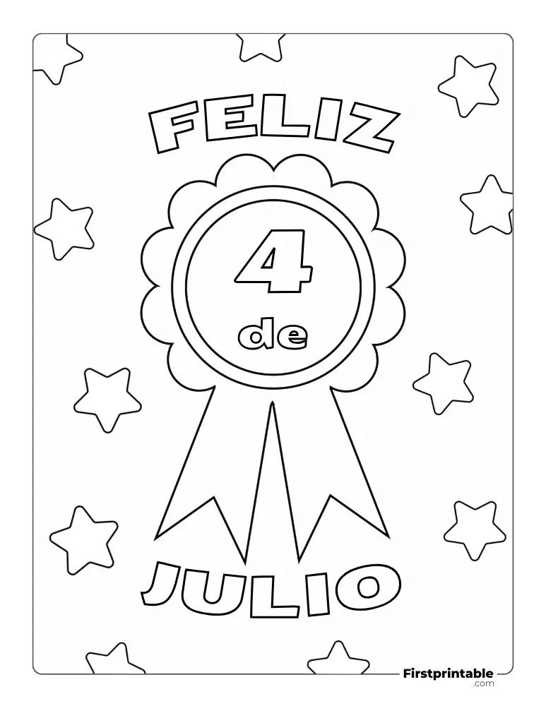 Spanish Printable Fourth of July Coloring Page 4