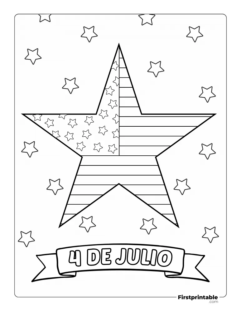 Spanish Printable Fourth of July Coloring Page 6