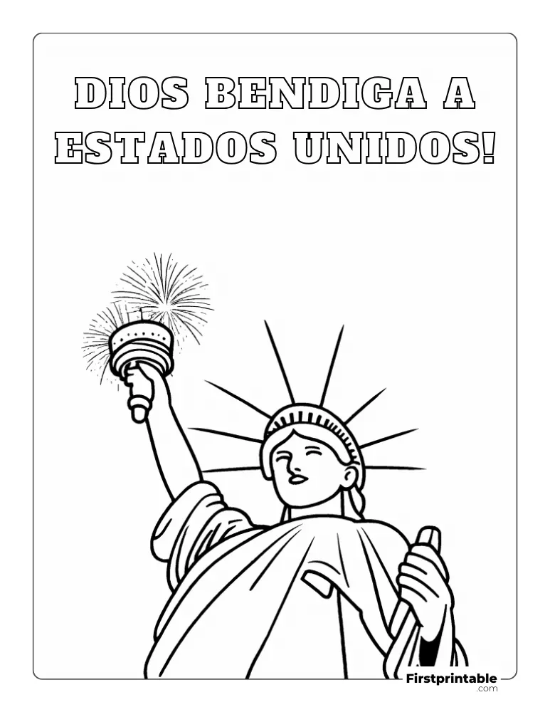 Spanish Printable Fourth of July Coloring Page 7