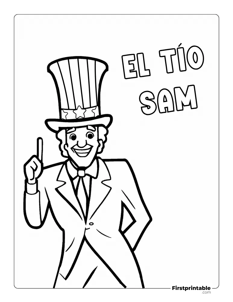Spanish Printable Fourth of July Coloring Page 8