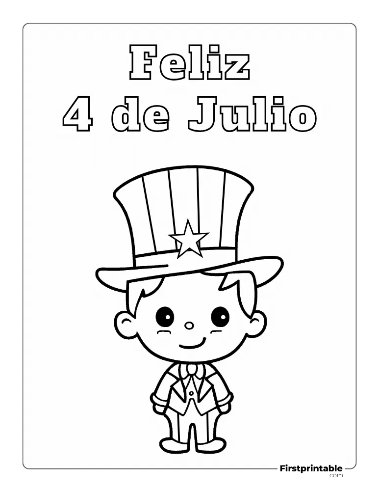 Spanish Printable Fourth of July Coloring Page 9