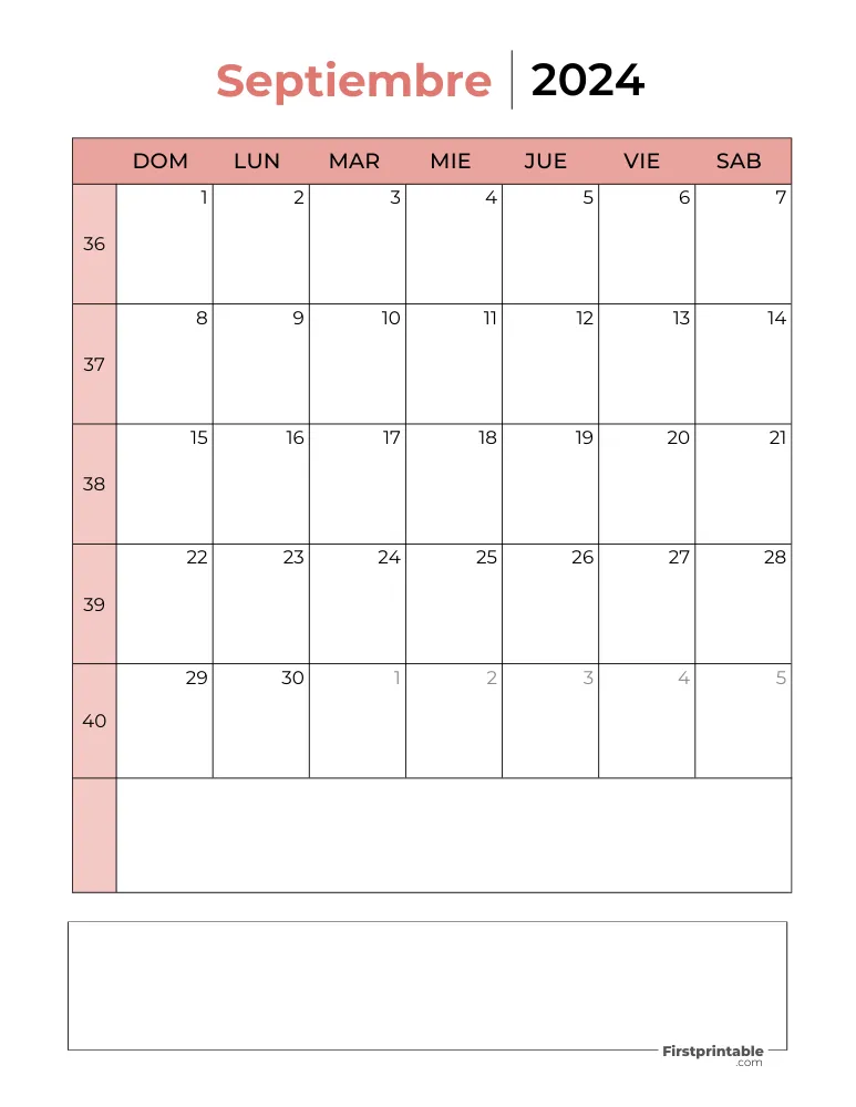 Spanish Printable September Calendar 2024 Template 26