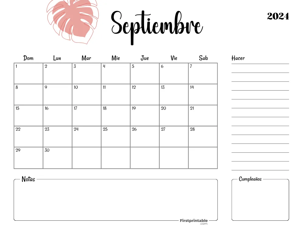 Spanish Printable September Calendar 2024 Template 37