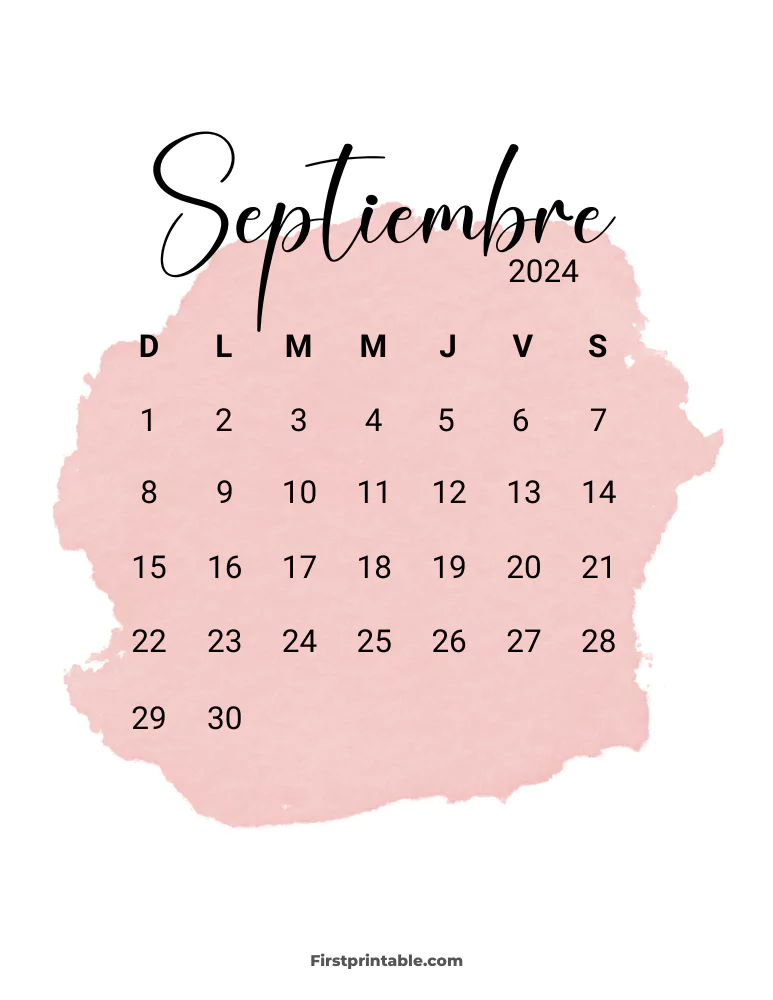 Spanish Printable September Calendar 2024 Template 50