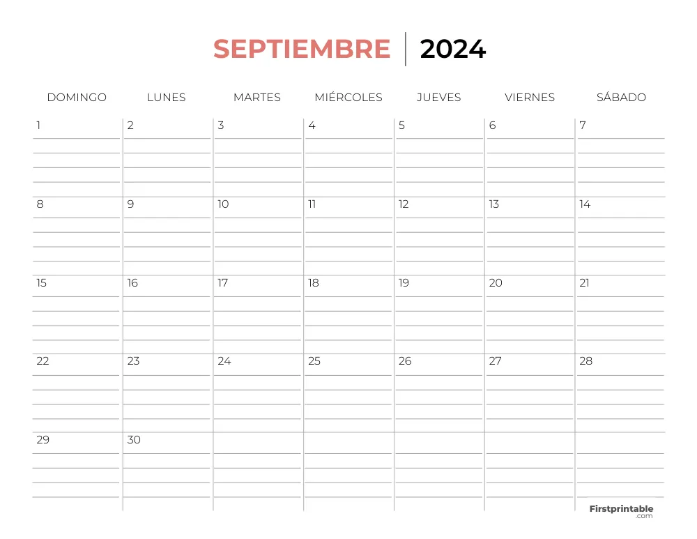 Spanish September Calendar 2024 Template 49