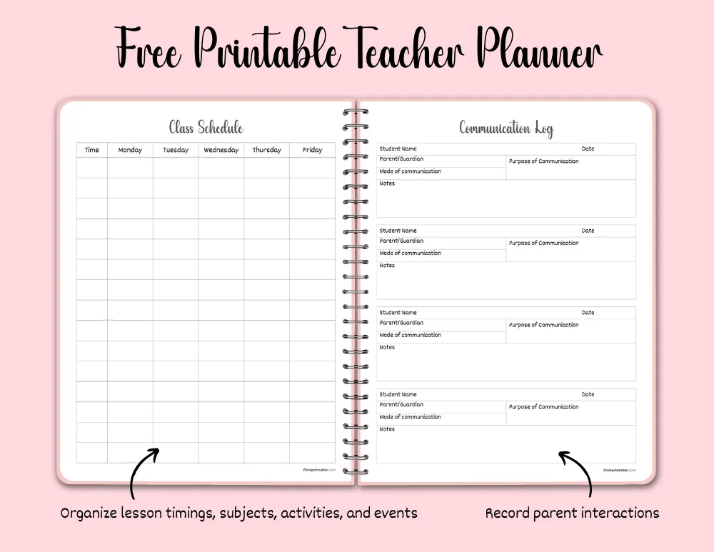 Teacher Planner - Free PDF Templates - 70 Pages