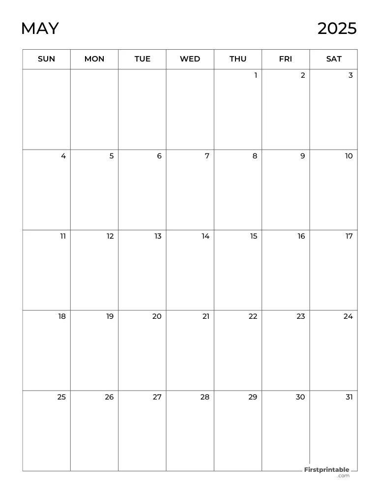 Blank May 2025 Calendar