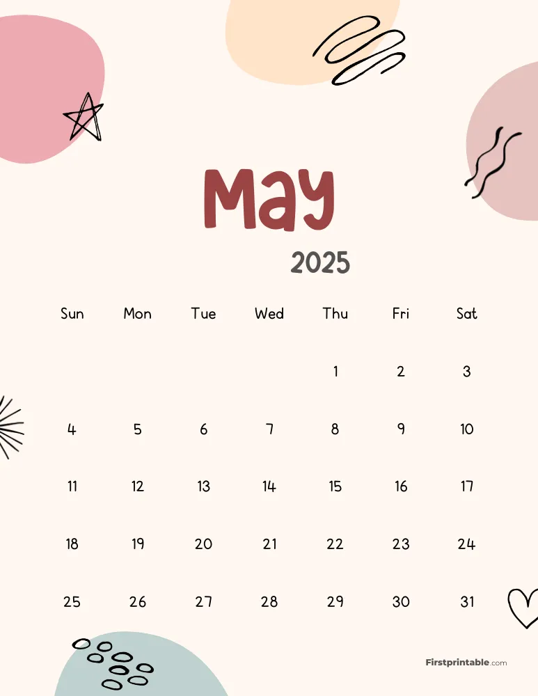 Cute Abstract May 2025 Calendar