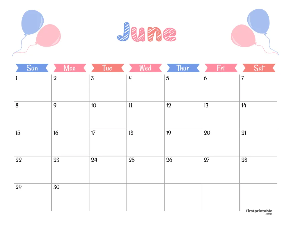 Cute June 2025 Calendar