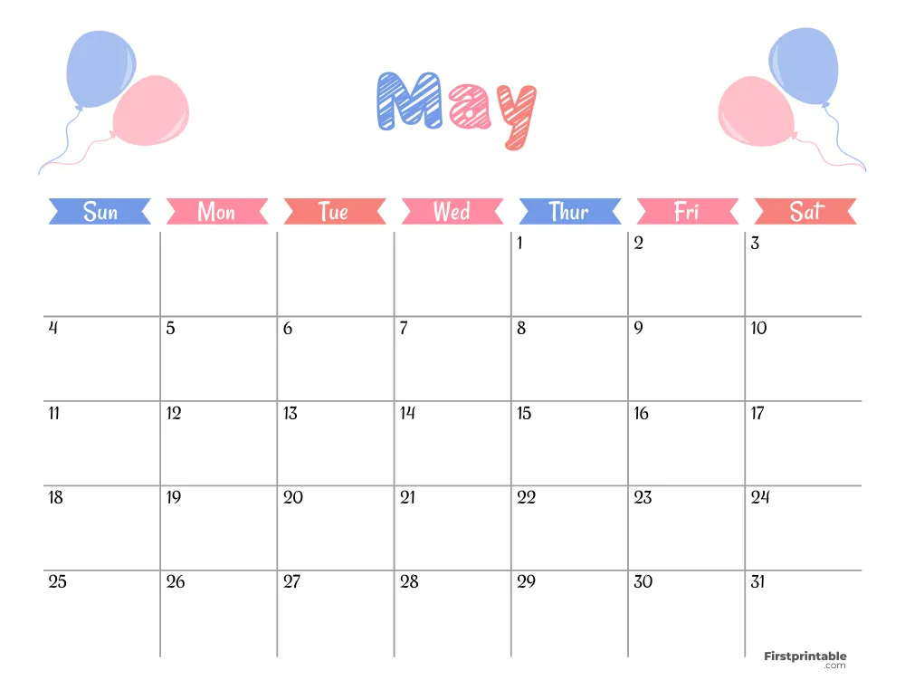 Cute May 2025 Calendar