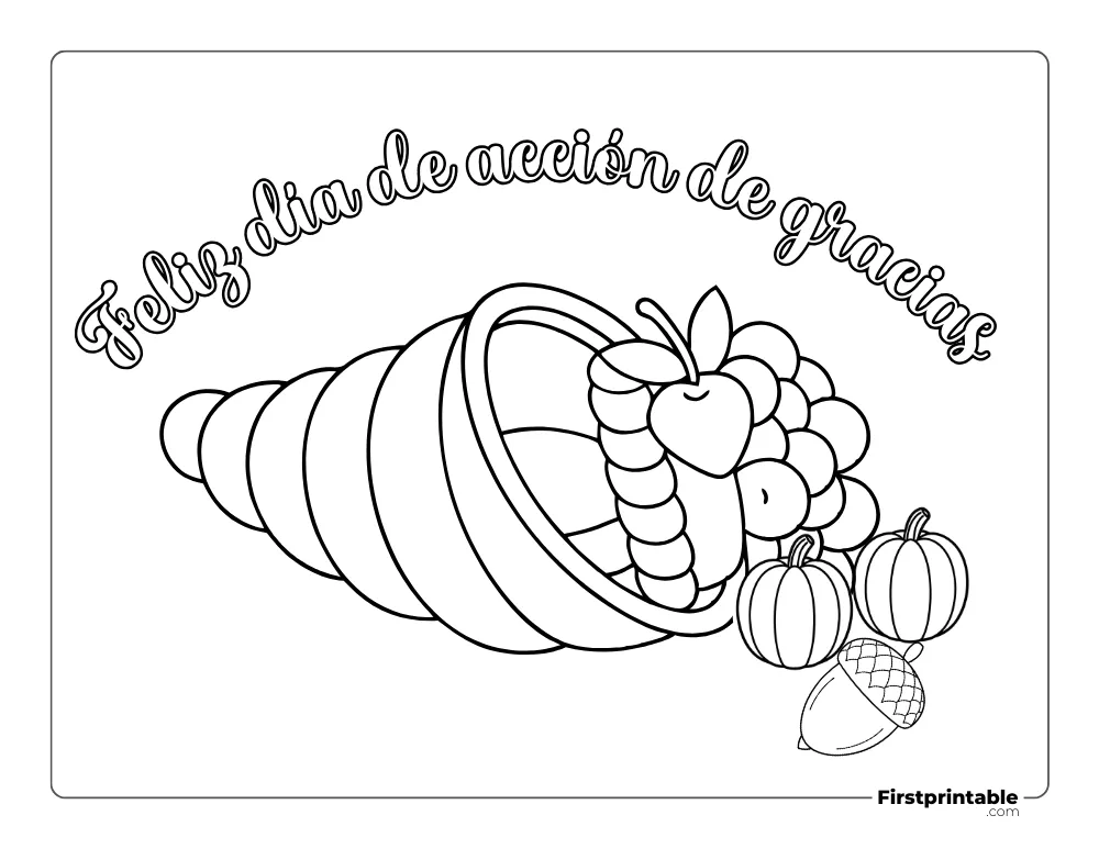 Dibujos para colorear de otoño Cornucopia y Acción de Gracias