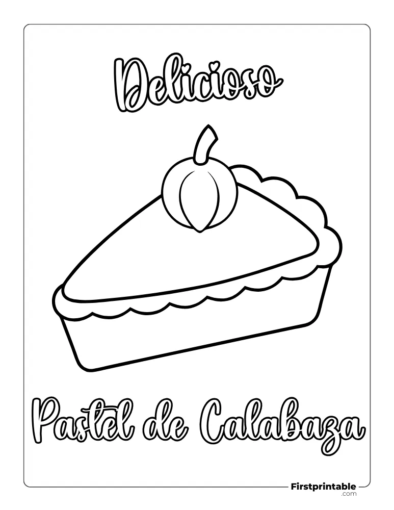 Dibujos para colorear de otoño Delicioso pastel de calabaza