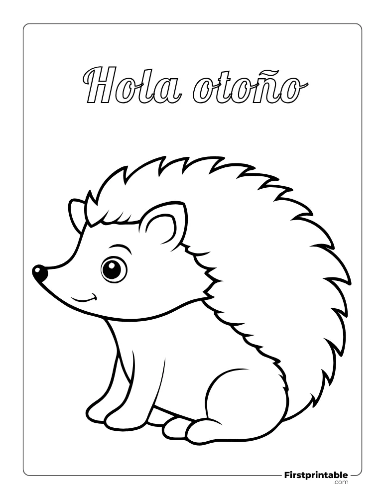 Dibujos para colorear de otoño Erizo y Hola Otoño