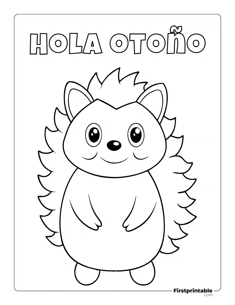 Dibujos para colorear de otoño Hola otoño y erizo