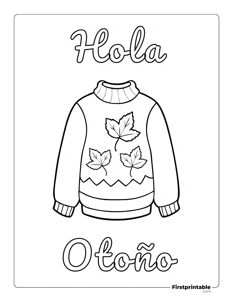 Dibujos para colorear de otoño Hola otoño y suéter