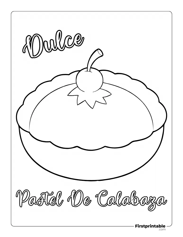 Dibujos para colorear de otoño pastel de calabaza dulce