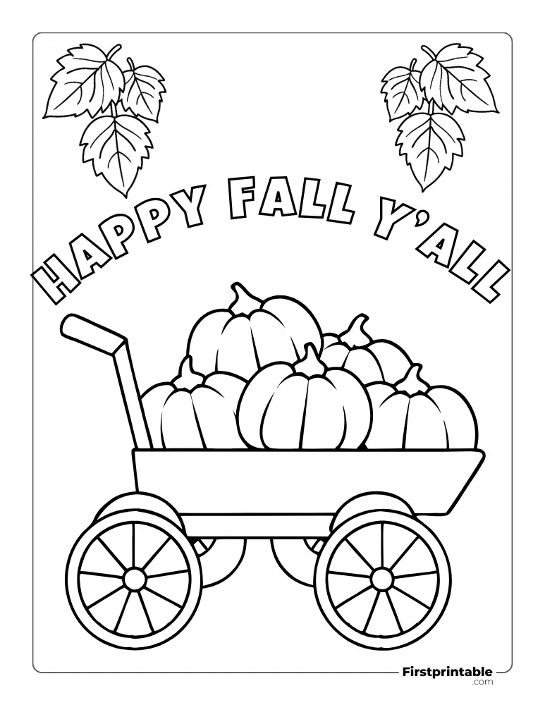 Happy Fall Yall Autumn Coloring Page