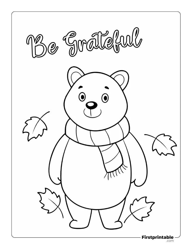 "Be Grateful" Autumn Coloring Page