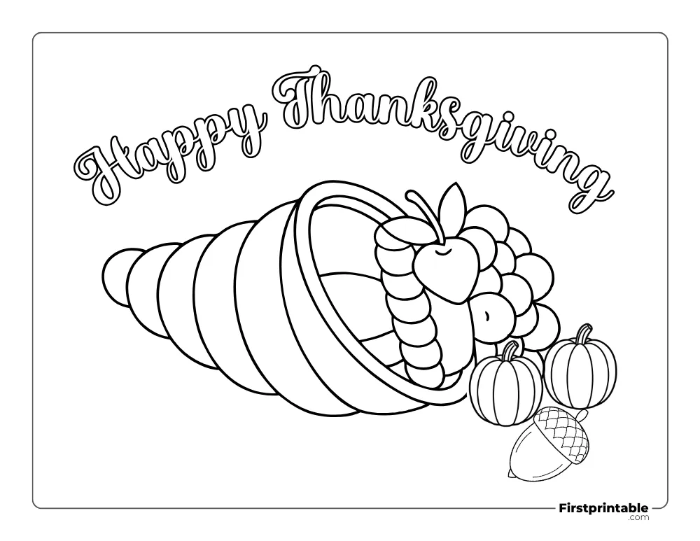 Cornucopia Autumn Coloring Page