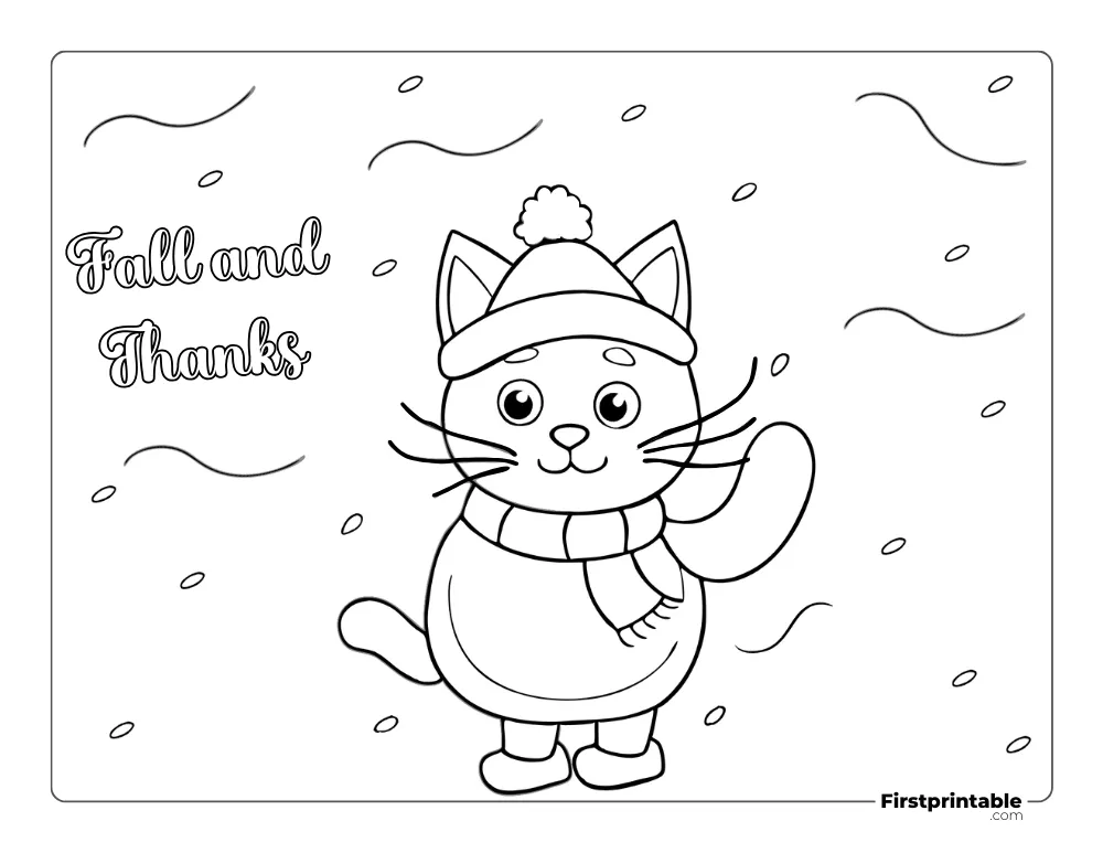 Print and Color "Fall and Thanks" Coloring Page