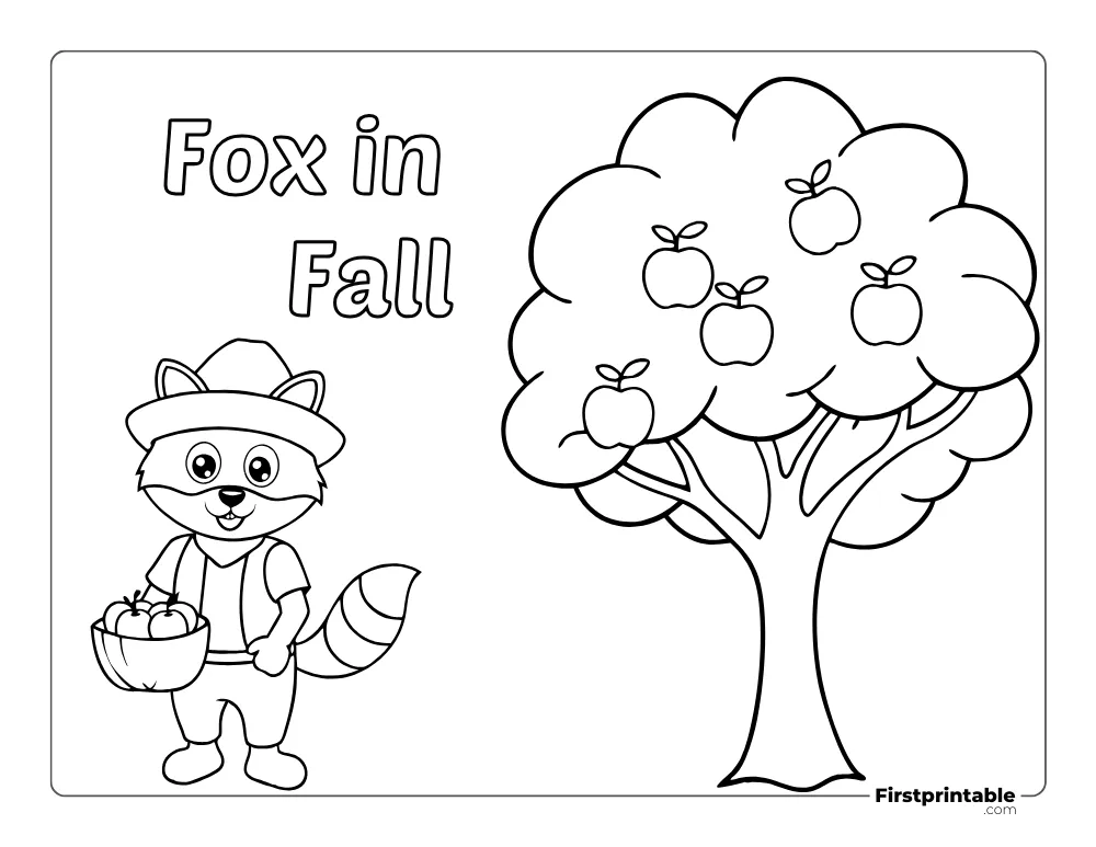 "Fox in Fall" Autumn Coloring Pages