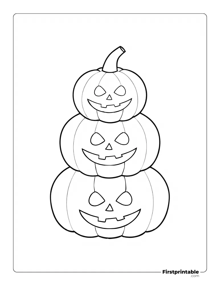 3 Tier Jack O' Lantern Halloween Coloring Page