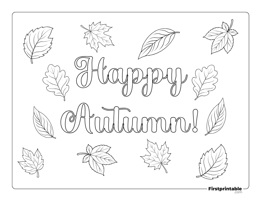 "Happy Autumn" Coloring Page for Kids