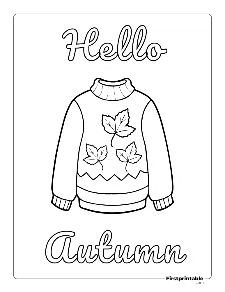 "Hello Autumn" Fall Coloring Page