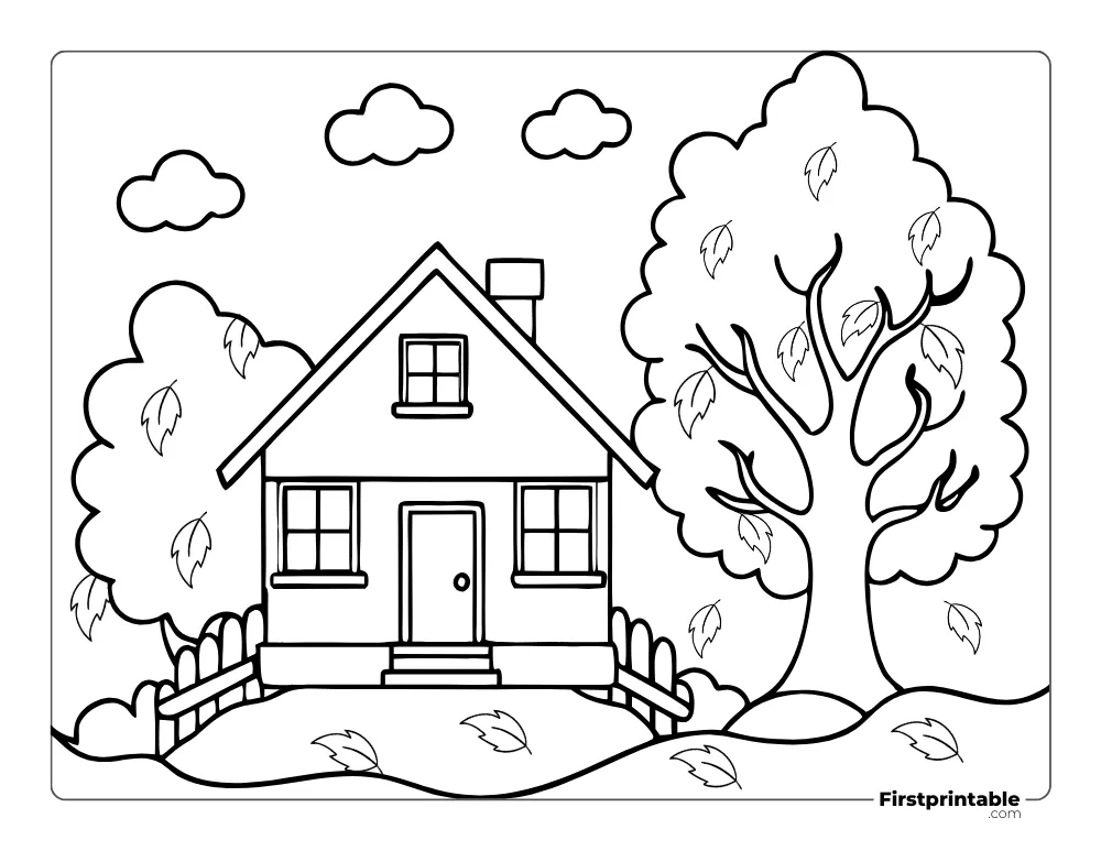 Home Autumn Coloring Sheet