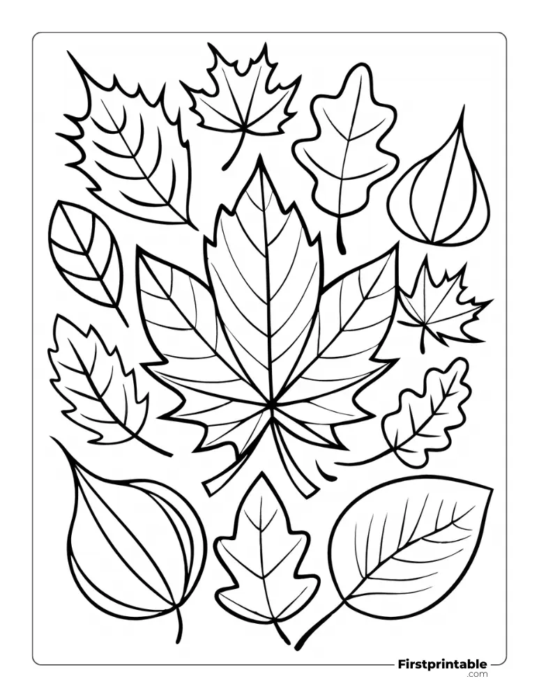 Printable Autumn Leaves Coloring Page