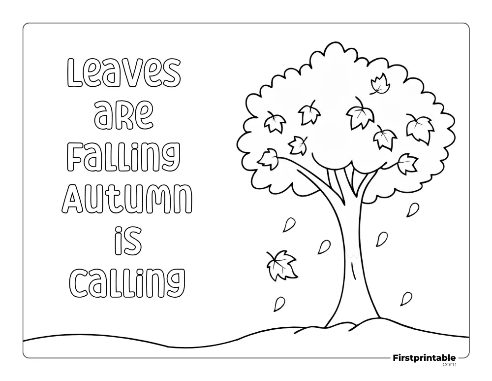 "Leaves are Falling" Autumn Coloring Page