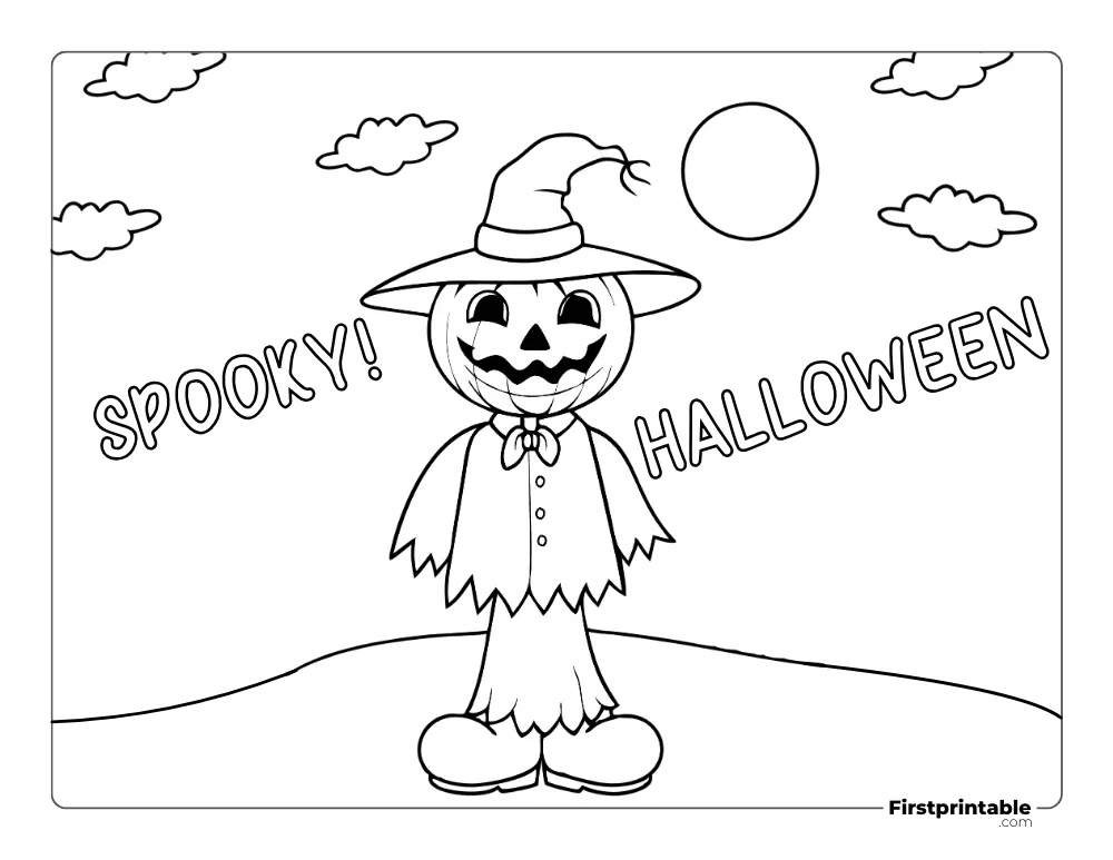 Printable Spooky Halloween Coloring Sheet