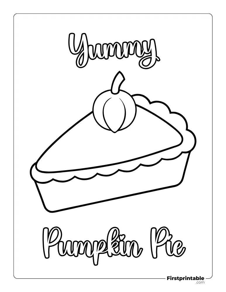 "Yummy Pumpkin Pie" Coloring Page 